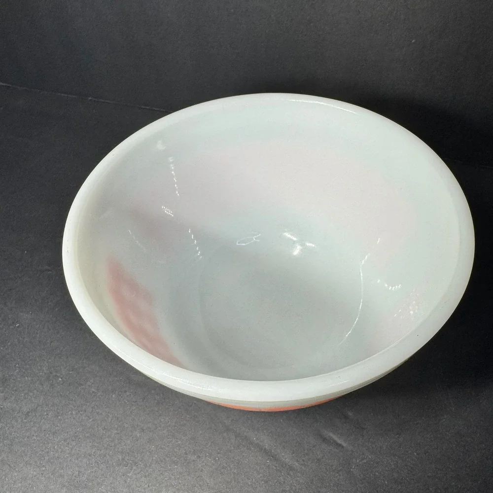Vintage Pyrex #401 Orange New Dots 1.5 Pint Mixing Bowl Milk Glass MCM USA 1970s